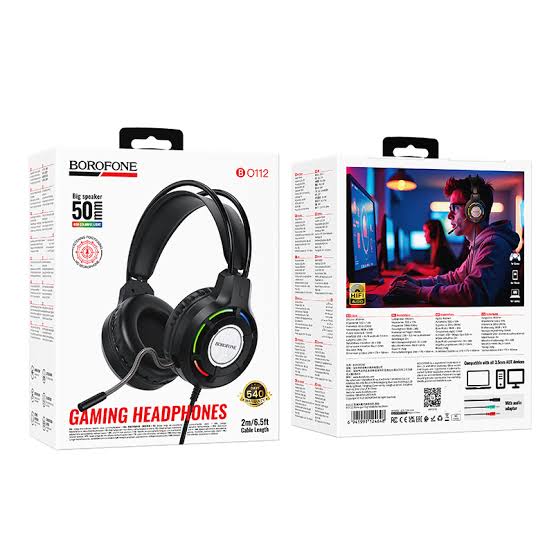 Borofone BO112 Wave Wired Gaming Headphones(Black)